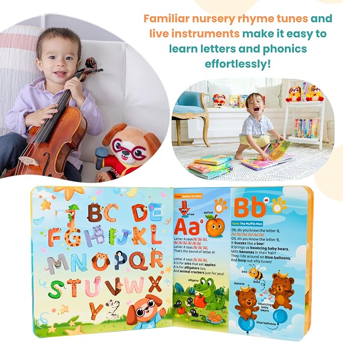 GO GO 30 Funny Phonics Songs Sound Book, A-Z Letter Sound Songs, USB-C Rechargeable, Preschool & Kindergarten Learn to Read for 3 Year olds, Perfect Toy and Gift for Toddlers, Ages 2 3 4+