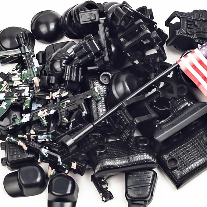 51 Pcs Toy Soldiers Figures US Camouflage Weapons Army Battle Toy Set - Weapons Pack Military Accessories Kits Toys Building Blocks Compatible with Major Brand, 3 Years Old and up