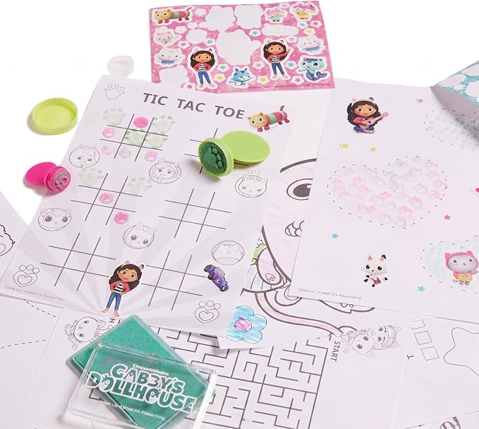 Innovative Designs DreamWorks Gabby’s Dollhouse Deluxe Activity Set with Carrying Tin, Coloring Sheets, Tattoos, Stickers, & Art Supplies
