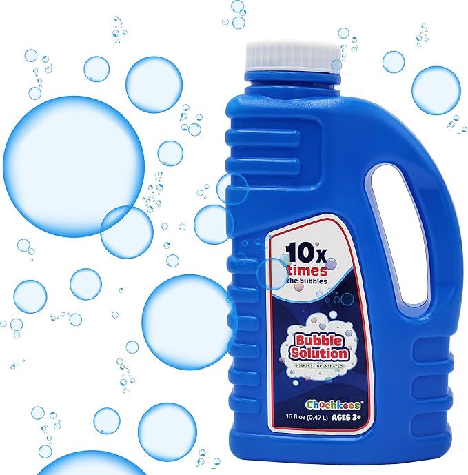 16 oz Concentrated Blue Bubble Solution Bottle with Handle, Refills up to 1.25 Gallons, Non-Toxic Concentrated Solution for Bubble Machines, Giant Bubble Wands, Bubble Gun and Blowers (2-Pack)