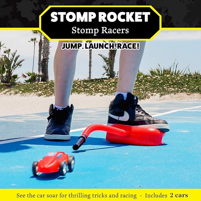 Stomp Racers Air Powered Race Cars by Stomp Rocket, 2 Car Racer Pack - Dueling Stomp Racers Toy Car Launcher - Fun Backyard Outdoor & Indoor Multi-Player Kids Toys Gifts for Boys, Girls & Toddlers