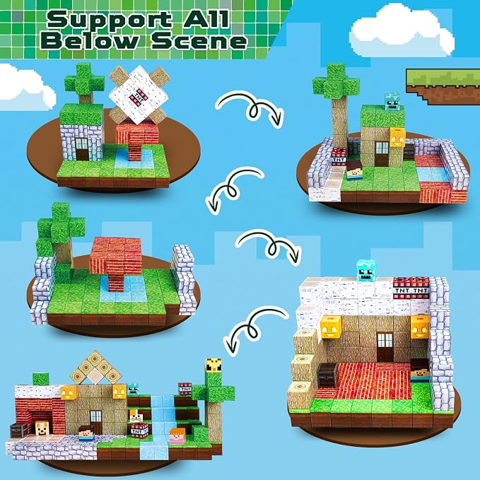 ToyUnited 150PCS Magnetic Blocks - Magnetic Building Blocks, Magnet Cubes Toys Stacking, Build Forest World Set, STEM Montessori Sensory Toys for Kids Boys Girls Ages 3 4 5 6 7 8 9 10+ Birthday Gifts