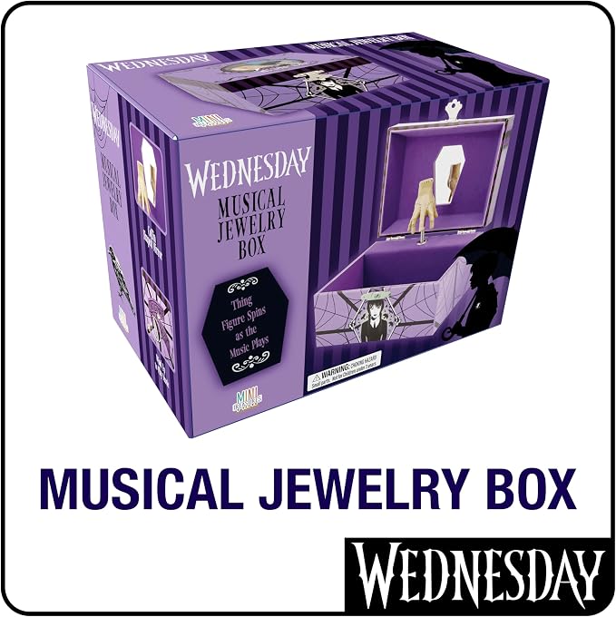 Wednesday Jewelry Box for Girls Musical Jewelry Box with Spinning Figurine, Wednesday Addams Toys for Kids Ages 3-5