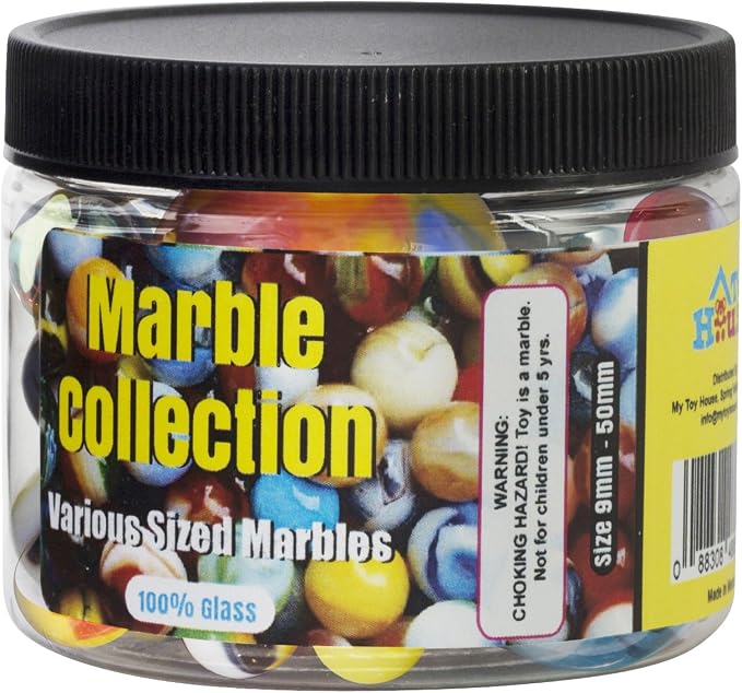 Glass Marbles with Portable Container (Assorted Sizes and Colors)