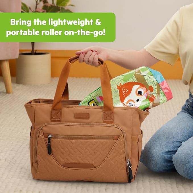 Bright Starts Roll-Along Rainforest Baby Toy, Push & Crawl Activity Toy with Rattle Balls, Portable Travel Roller Toy for Infants & Toddlers, Unisex, 0M+