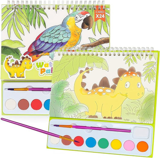 JCREN Paint with Water Books for Kids, Watercolor Coloring Book Mess Free Watercolor Painting Set, Arts and Crafts Water Color Paint Kit Birthday Gifts for Kids Toddlers 3-5 Boys Girls(Animal)
