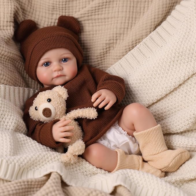 BABESIDE Lifelike Reborn Baby Dolls Boy - 17-Inch Baby Soft Body Realistic-Newborn Baby Doll Silicone Full Body Vinyl Real Life Baby Dolls with Toy Accessories for Kids Age 3+