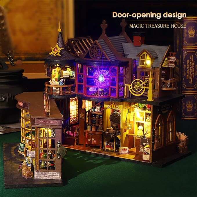 Miniature House Kit, Tiny House Kit with Light, DIY Mini House Building Kits for Adults to Building, Unique Gift for Birthday Christmas, Treasure House