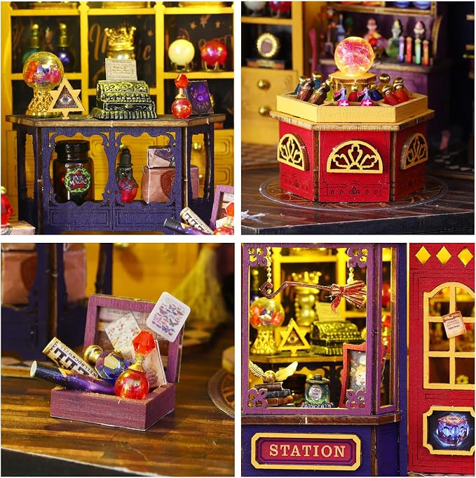 CUTEROOM Miniature House Kits for Adults, Mini Doll House Building Kit, DIY Craft Kits Creative Room Tiny House for Decoration-Energy Station