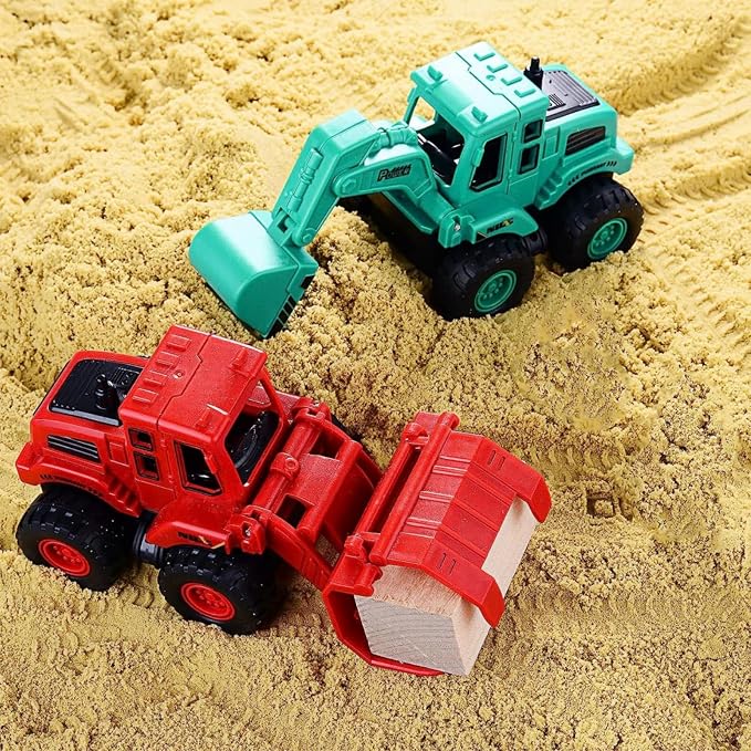 8 Pieces Construction Car Decor, Construction Vehicles, Truck, Excavator, Bulldozer, Mixer, Crane for Sandbox