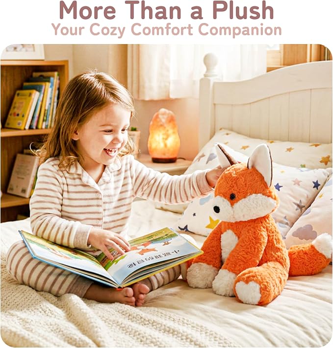 Niuniu Daddy 14" | 3.5 Pound Weighted Fox Stuffed Animal, Heavy Weighted Plushies Fox for Kids Adults, Heavy Calming Body Pillow for Sleeping, Sensory Sitting Lap Pad Toy Huggable Gift for Holiday