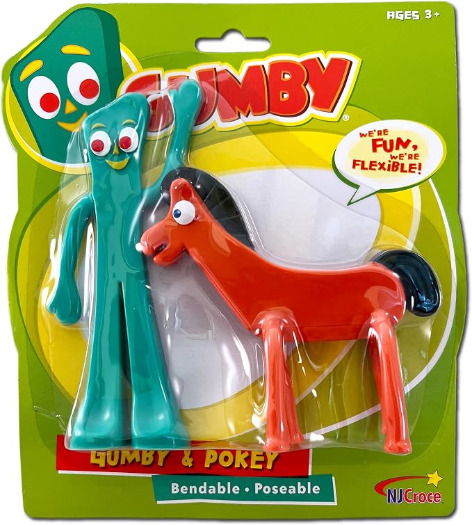 NJ Croce Gumby & Pokey 6" Bendable & Posable Figure Pair Fun Retro Toy for All Ages 3 and Up