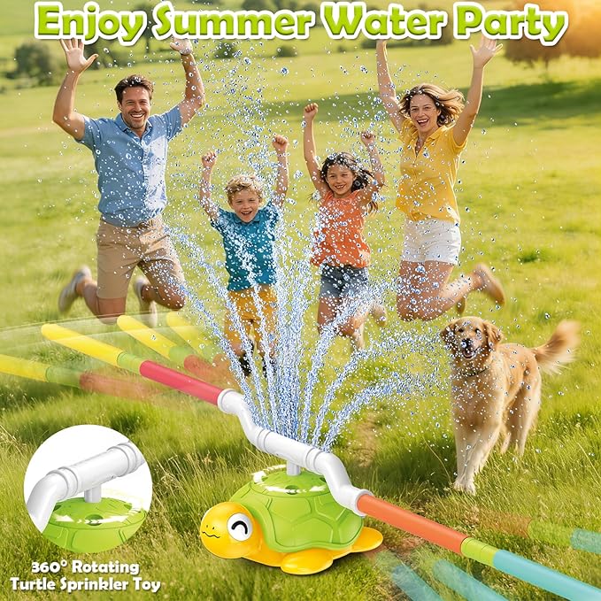 Sprinkler for Kids Water Toys: Airyard 3-in-1 Turtle Sprinkler Toys 360° Rotating Spray with Snail Plash Ring Toss Game for Backyard Outdoor Summer Toys Water Game Toys for Boys Girls Kids Ages 3-8