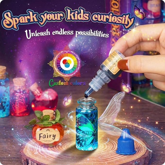 Alritz Fairy Potions Kit for Kids - Magic Potion Making Kit 20 Bottles, Glitter Crystals, Gifts for Girls Ages 6+ Year Old, Creative Craft Indoor Activity Party Birthday