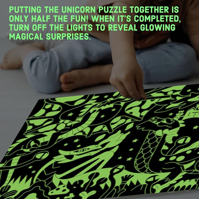 Mudpuppy Dragons – 100 Piece Glow in The Dark Jigsaw Puzzle with a Fantastical Scene of Fire Breathing Dragons and Hidden Medieval Details in The Dark