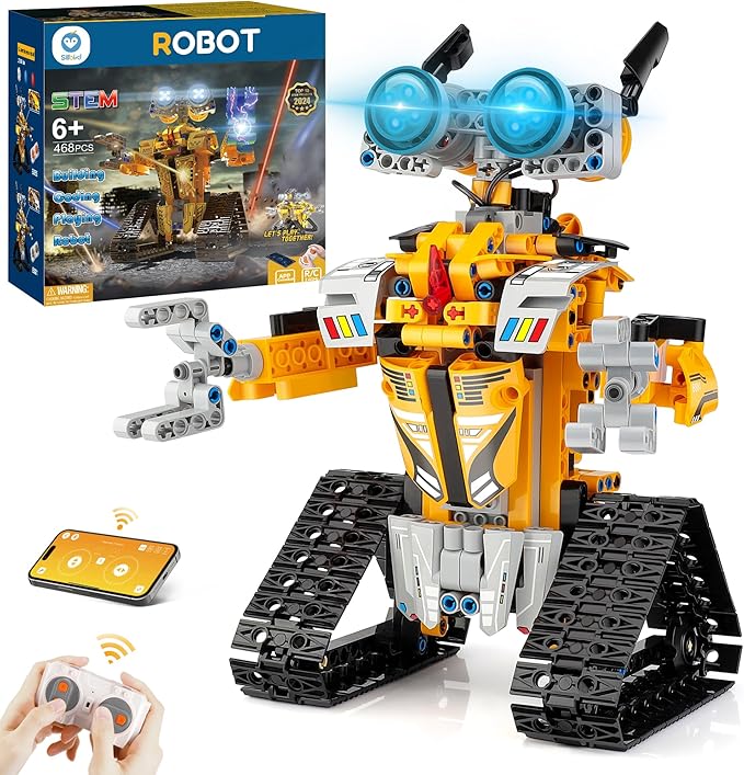 Sillbird Robot Building Kit with Remote Control STEM Gifts for Boys Age 8-13, Coding Buildable Robotic Toys for Kids Birthday with 468 Pieces
