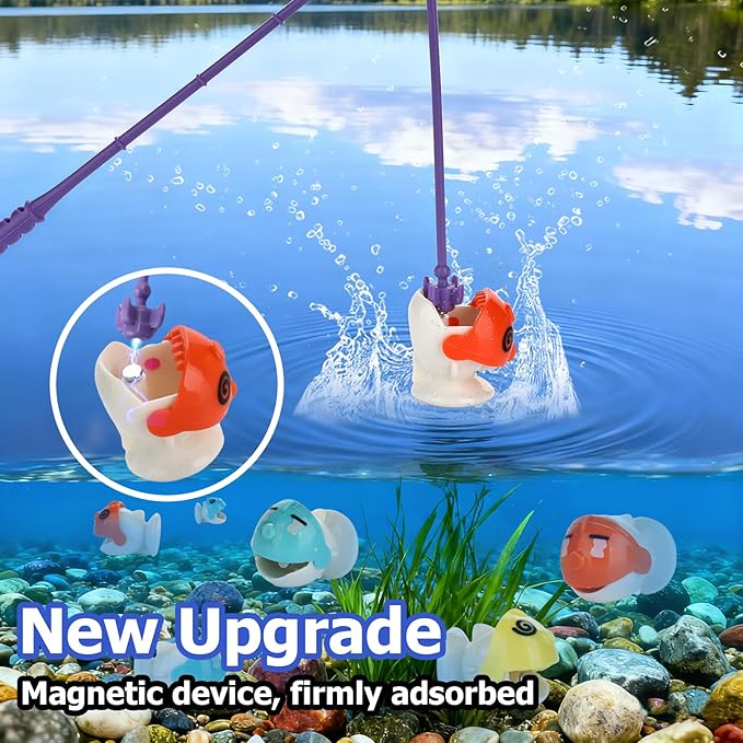 Magnetic Fishing Game Toy for Kids Ages 3-8 | Fun Kids Games with 25 Fish, 6 Poles & Rotating Board | Toddler STEM Toy, Montessori Toys with Music Switch | Birthday Gift for Boys and Girls