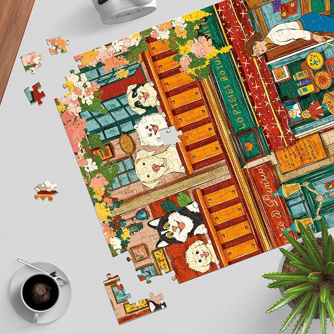 Puzzles for Adults 1000 Pieces, Jigsaw Puzzle for Adults, Fun Challenging Puzzle, Cozy Coffee Shop Puzzles Game, Interlock Perfectly No Dust, Gifts for Easter Mother’s Day