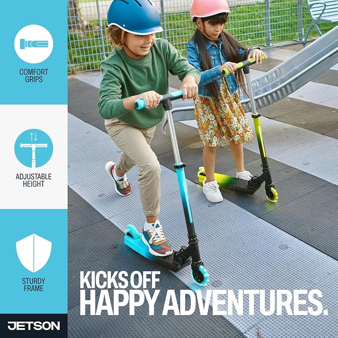 Jetson Juno 2-Wheel Light-Up Kick Scooter, Portable Folding Scooter for Kids with Light-Up 4-Inch Wheels, Adjustable Handlebar Height, Ages 5+
