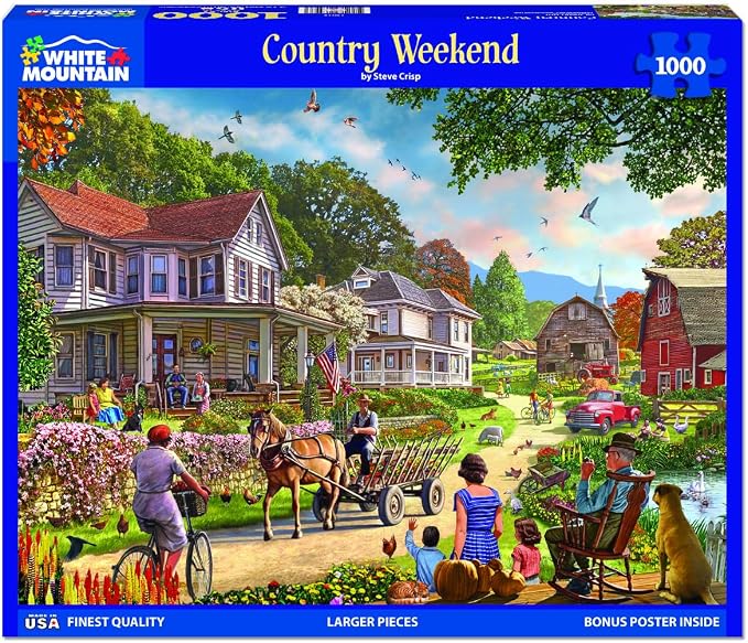 White Mountain 1000 Piece Jigsaw Puzzle Scenic Rural Landscape Puzzles with Large Pieces for Adults and Family 24"x30" - Country Weekend