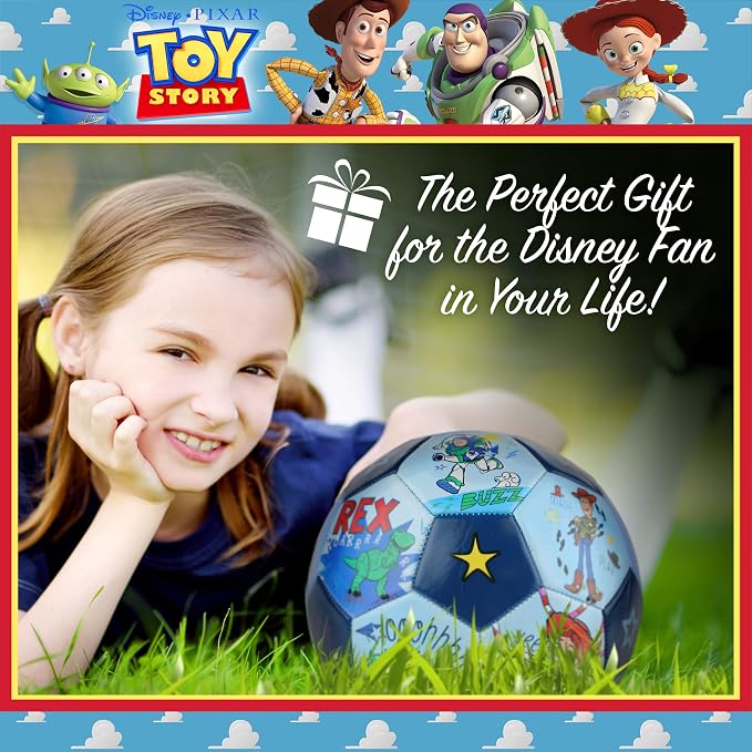Disney Pixar Toy Story Soccer Ball, Stars Design Youth Kids Mini Soccer Ball, Blue, Size 3