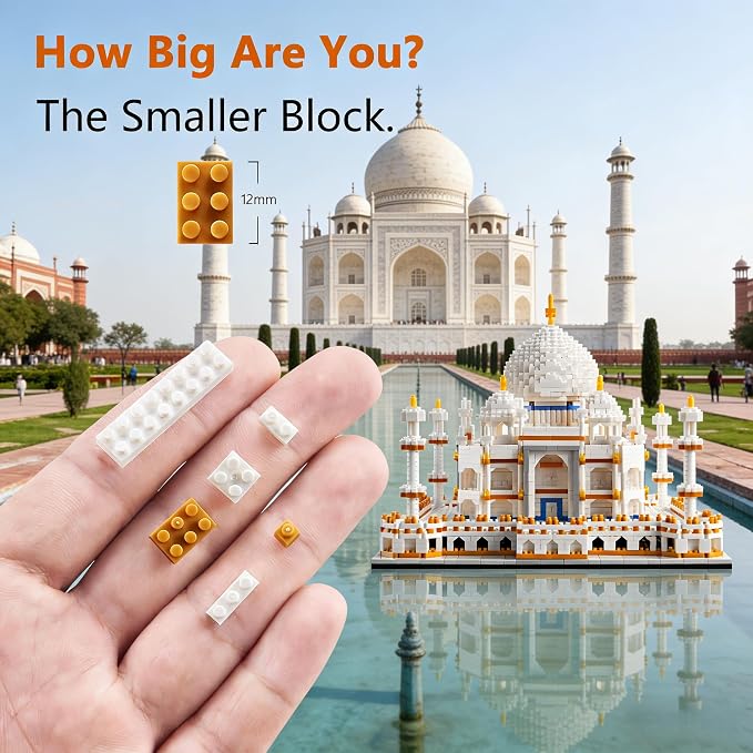 KLMEi Micro Mini Blocks Architecture Taj Mahal Building Set Landmarks Collection Model Kits Idea Presents for Adults Age of 14+ 3950 Pieces