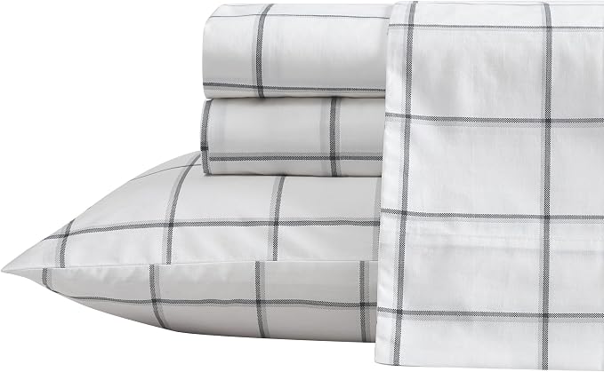 Nautica - Twin Sheets, Cotton Percale Bedding Set, Casual Home Decor (Plot Black, Twin)