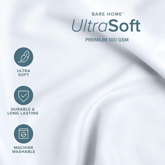 Bare Home Bed-in-A-Bag 7 Piece Comforter & Sheet Set - Queen - Goose Down Alternative - Ultra-Soft 1800 Premium - Bedding Set (Queen, White/White)