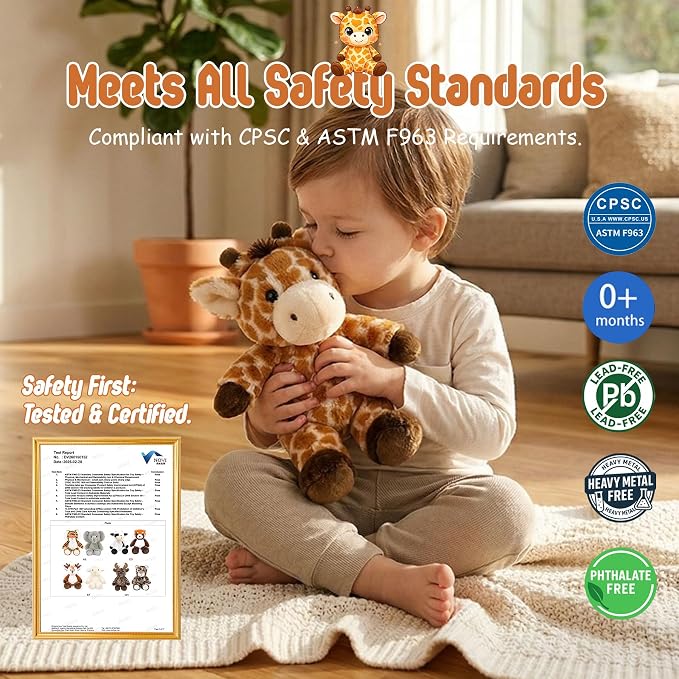 Stuffed Animal Plush Toy Soft Plushie Cuddly Giraffe Cute Plush Toy for Kids Toddlers Boys Girls Birthday Christmas Nursery Decor Party Favors