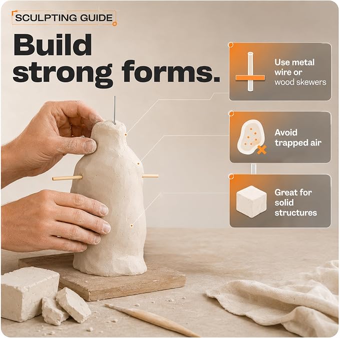 WOODOVER Premium Air Dry Clay White, 10 lb – Natural Modeling Clay for Sculpting, Pottery & DIY Crafts – Self-Hardening for Artists, Adults and Kids