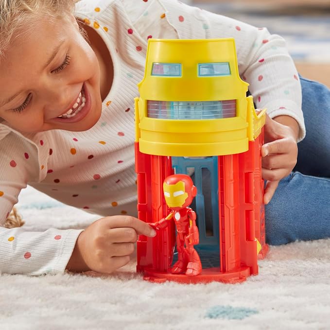 Spidey and his Amazing Friends Stark Tower Playset, Includes 4-Inch Iron Man Action Figure, Marvel Super Hero Toys for Kids 3 and Up
