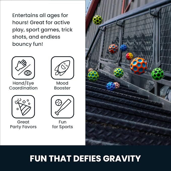 Waboba Moon Ball Stars and Stripes- Hyper Bouncy Ball - All Ages Extreme Bounce and Fun - Perfect for Active Play and Outdoor Games