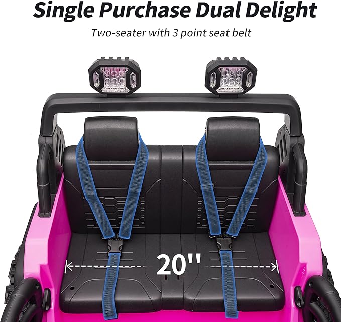 Hikiddo 2 Seater Ride on Car Truck, 12V Kids Electric Ride on Toy for Big Kids Age 3-8 w/Remote Control- Hot Pink
