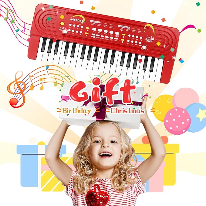 Toddler Kid Toy Piano Keyboard, 37 Keys Pianos Music Toys with Microphone