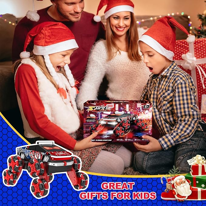 Nikuku Cool 8 Wheels Hand Controlled RC Stunt Car, Gesture Sensing Remote Control Car for Boys Age 6-13, 2.4Ghz Climbing Toys for Kid 6 7 8-10 11 12 Year Old, Christmas Birthday Gifts for Boys Girls