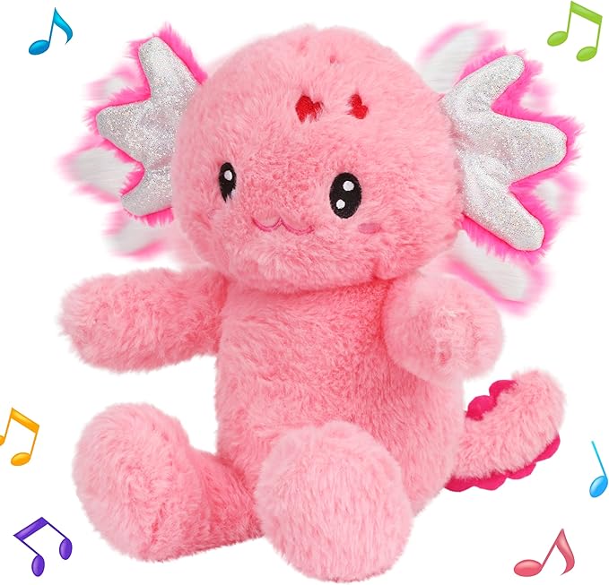 Talking Axolotl Repeat What You Say Musical Stuffed Animal Shaking Singing Plush Toy Electric Interactive Animated Salamander Plushies for Kids Girls Boys Birthday