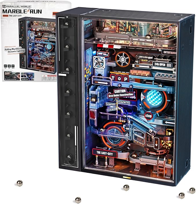 3D Puzzles Electric Marble Run Model Kits, Building Sets for Ages 14+, 3D Puzzles for Games, STEM Toys for Kids, Boys Girl Birthday Gifts, Parallel World-The Last City