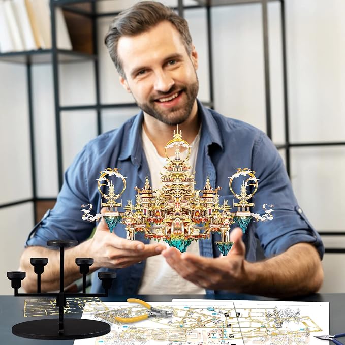 Piececool 3D Metal Asian Puzzles Model Kits- LINGXIAO Palace Metal Building Kits for Adults, Brain Teaser Puzzle DIY Handcraft Best Gifts for Man Woman Family