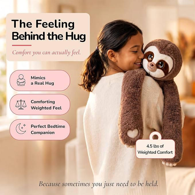 Huggle Healers Weighted Stuffed Animals for Adults, Teens and Kids - 36 Inch Long Plush Arms for Hugs - 4.5lb Sloth Stuffed Animal Plushies - Kigi Sloth