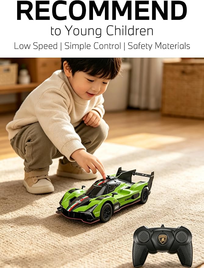 RASTAR 10160 1/24 RC Car Lamborghini SC63 with 2.4G Remote, Green | Officially Licensed, Ideal Gift, 2.4G Remote, Independent Suspension, Racing Car Model for Play & Display