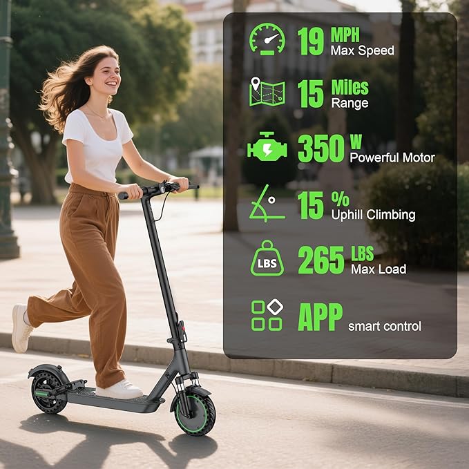 VOLPAM Electric Scooter, 350W/500W/800W/1000W/250W Powerful Motor & 19/22/ 9 MPH Top Speed, 16-28-10 Miles Long Range, Folding E Scooter Choice
