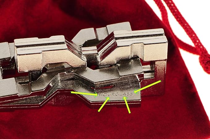 Hourglass Hanayama Brain Teaser Puzzle, New 2019 Release, Level 6 Difficulty Rating, RED Velveteen Pouch