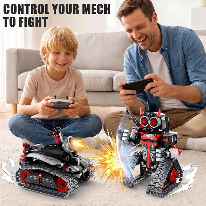 Remote Control Robot Building Kit for Boys 6-12, 3-in-1 STEM Remote & APP Controlled Coding Gear Robot/Tank/RC Car, 419 Pcs Science Learning Educational Building Blocks Toy Set Gift for Kids