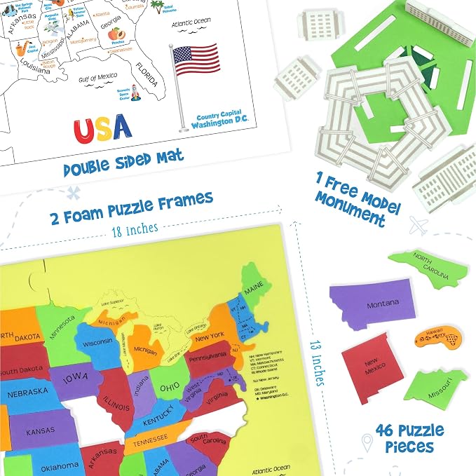 Imagimake Mapology United States Puzzle | Educational Toys for Kids 5-7 | Learn USA States Along with Their Fun Facts | Puzzles for Kids Ages 4-8