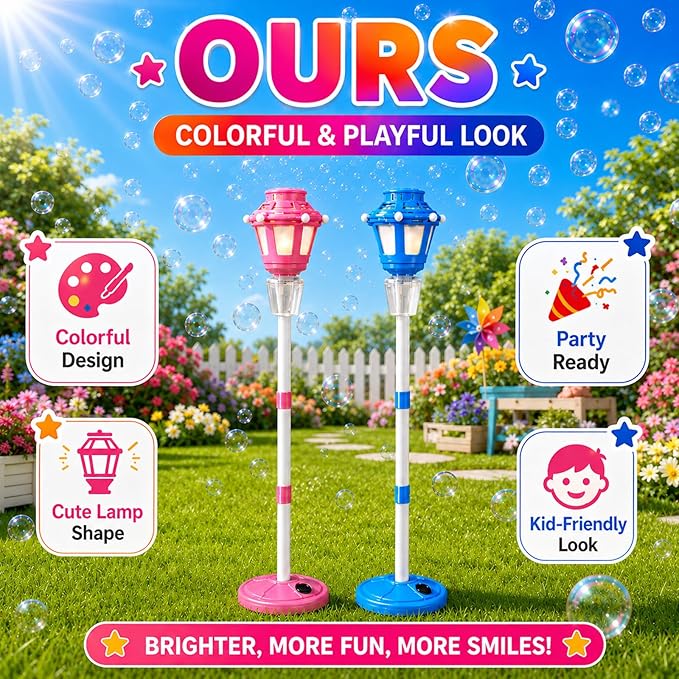 2Pack Bubble Machine for Kids, Rechargable Bubble Maker Bubble Toys with Light, Outdoor Battery Bubbles Blower Machine for Wedding Birthday Party