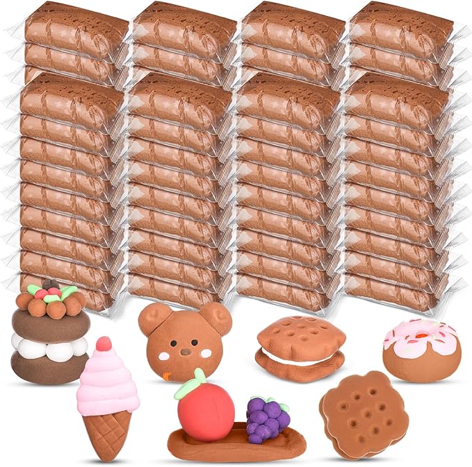 WinnerWhy 72 Pcs 38oz Air Dry Clay Modeling Magic Ultra Light Modeling Clay for Kids DIY for Sculpting Air Dry School Gift(Light Brown)
