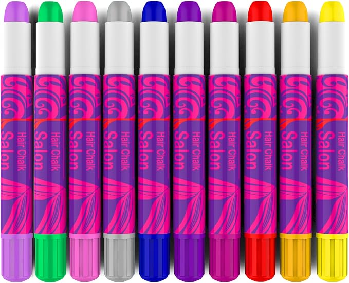 Desire Deluxe Girls Gifts Hair Chalk - 10 Temporary Washable Color Pens for Kids, Teenage, Make Up & Dress Up Colourful Styles Set Toy for Christmas, Birthday, Halloween Accessories, Party Activities