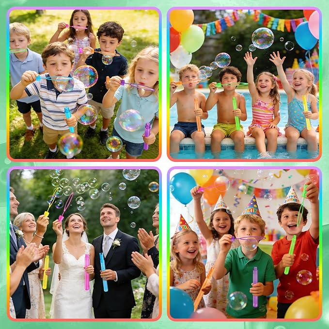 SpringFlower 72 Pcs Bubble for Kids, 2OZ Big Bubble Wands in 6 Colors, Ideal for Kid Party Favors, Summer Toys, Indoor & Outdoor Activities, Birthday, Carnival Prizes, Wedding, Goodie Bags