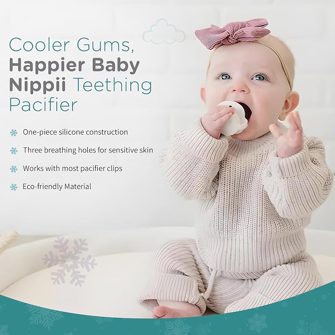Nippii Freezable Teething Pacifier, Baby Teether Toys 0-9 Months, BPA Free | Hands-Free, Medical-Grade Silicone, Water-Fillable, Cold. Infant 0-3mo, Baby 3-6mo, 6-9mo. Made in USA, CPSC Compliant