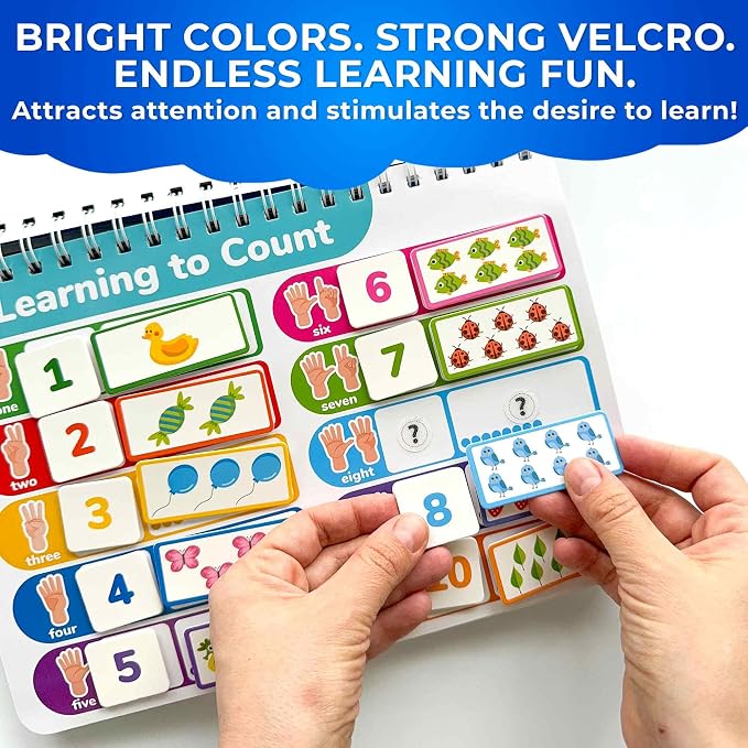 QUOKKA Montessori Busy Book for Toddlers 3-5 - My Preschool Learning Activities for Kids Ages 2-4 - Homeschool Educational Toys for Kids - Velcro Toddler Busy Book for 1+ Year Old
